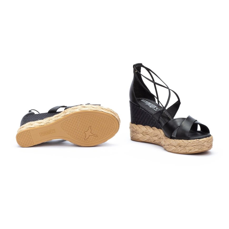 Women's Pikolinos RONDA Wedge Sandals Black | NZ K389A57